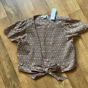 American Eagle Floral Tie-Front Top, Size M